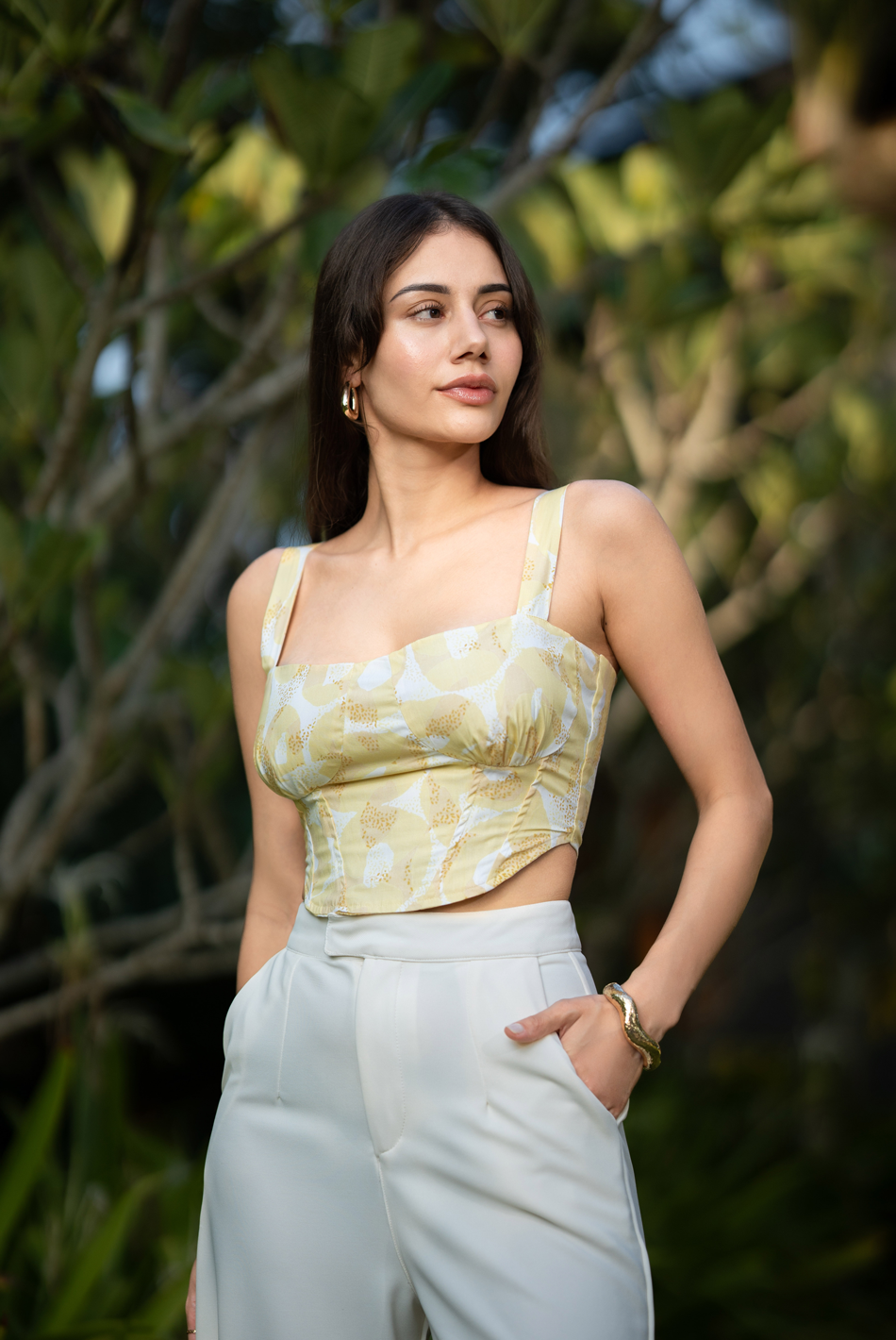 BAYLEEE BANSE YELLOW PRINTED TOP