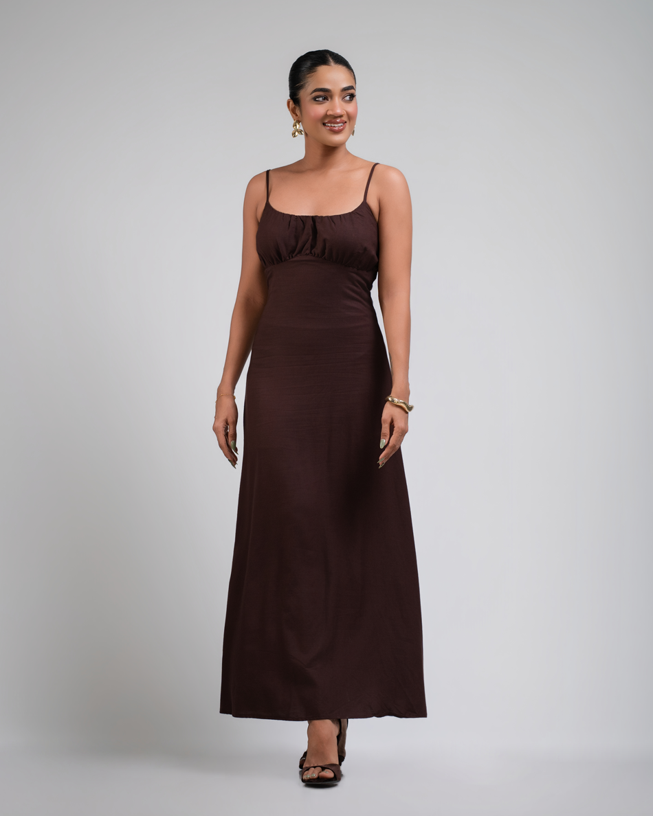 BAYLEEE DEMELZA BROWN MAXI DRESS