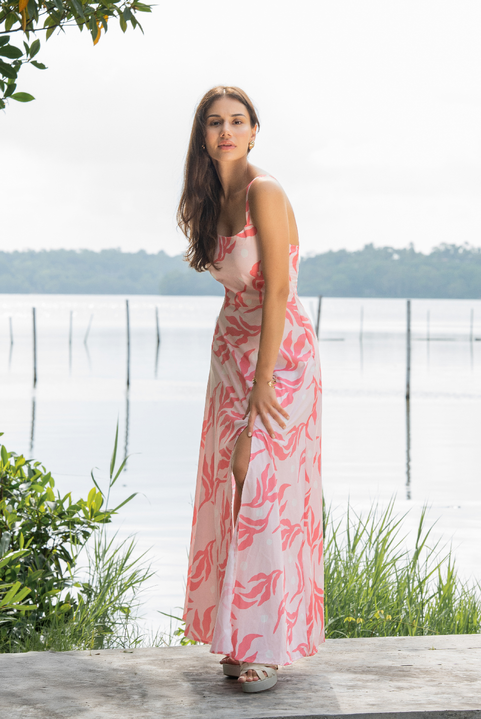 BAYLEEE AVIVA PINK PRINTED MAXI DRESS