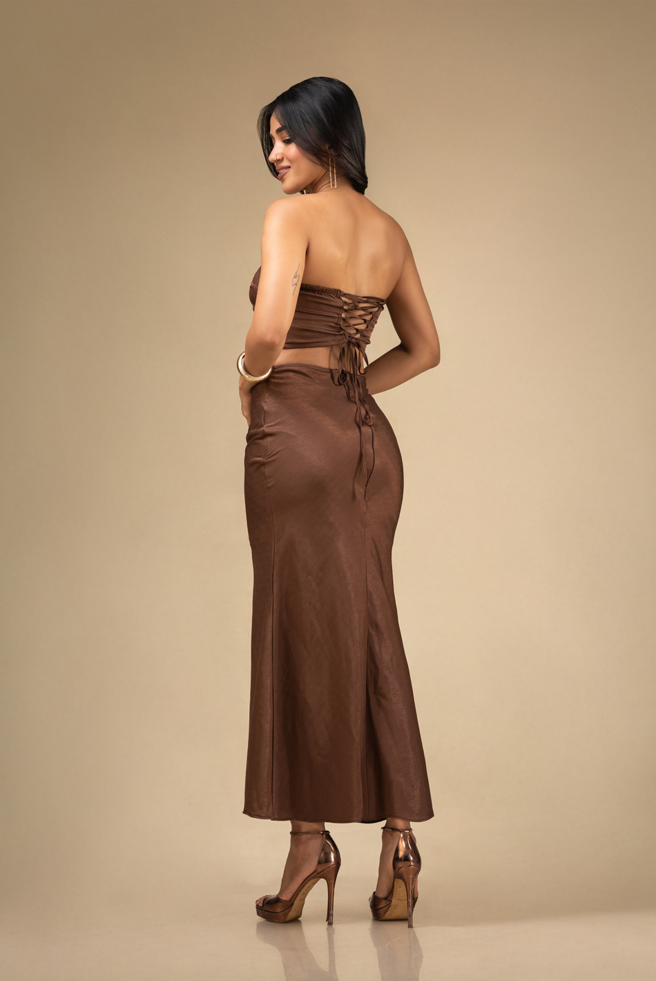 BAYLEEE FIANNA BROWN MAXI SKIRT