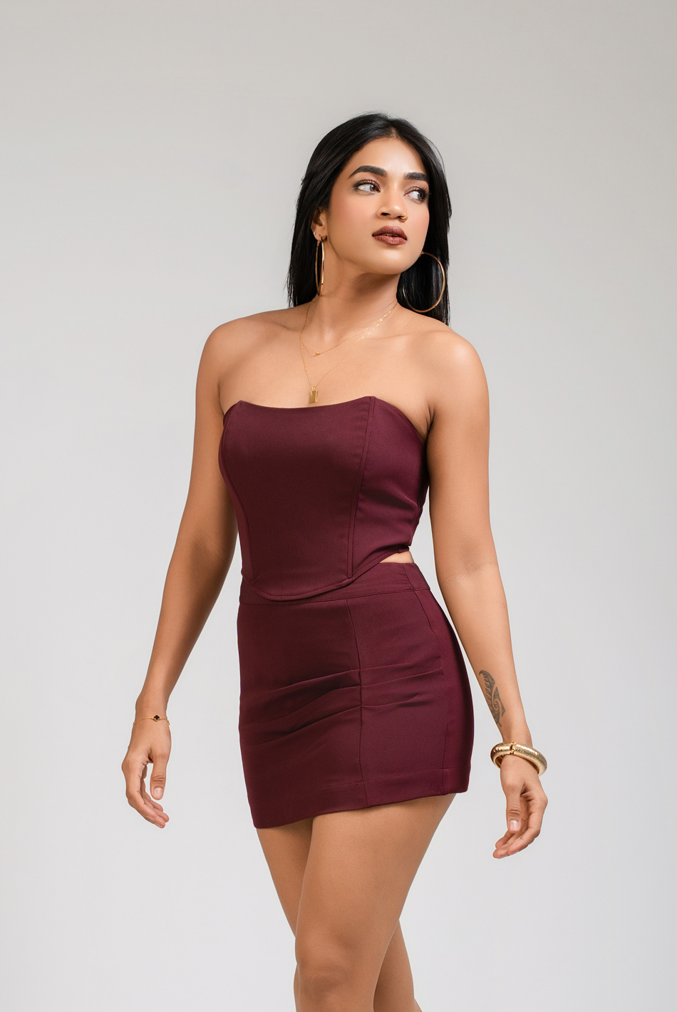 BAYLEEE SAMAH MAROON CORSET TOP