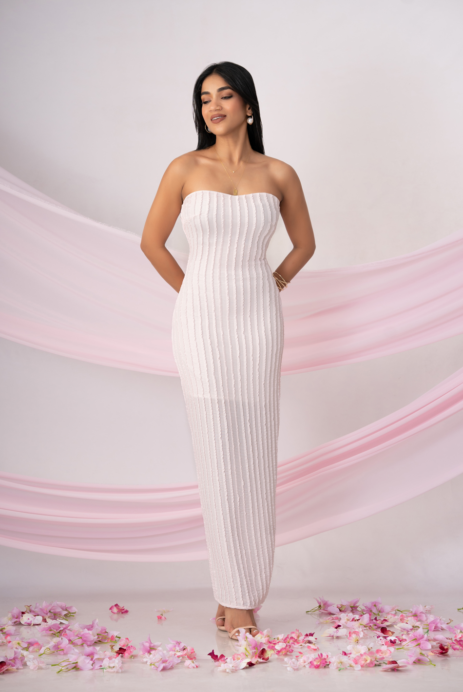 BAYLEEE LETISHIA PINK TUBE MAXI DRESS