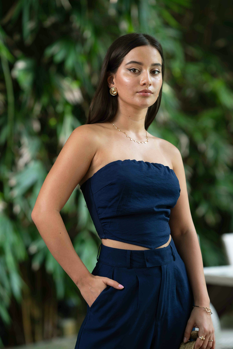 BAYLEEE INGRID NAVY TUBE TOP