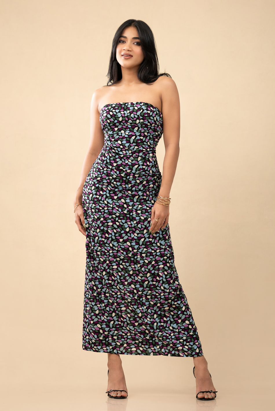 BAYLEEE AILEEN PRINTED TUBE MAXI DRESS
