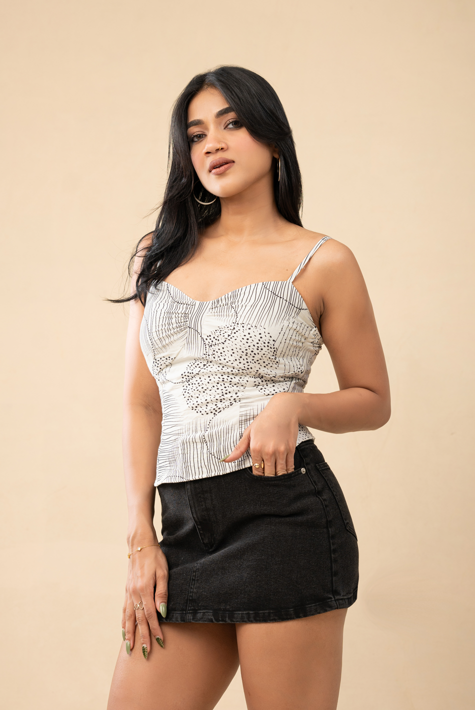 BAYLEEE FALLON WHITE PRINTED TOP