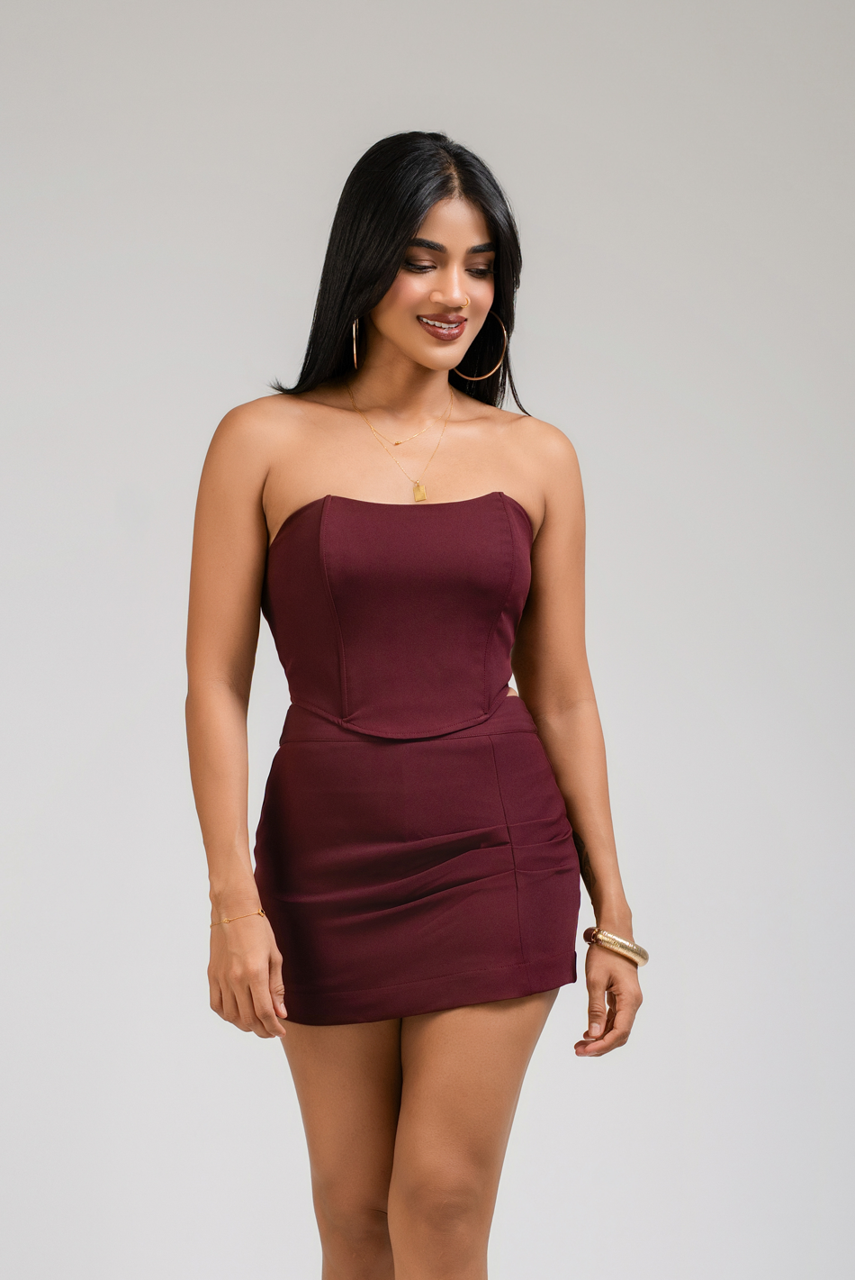 BAYLEEE SAMAH MAROON CORSET TOP