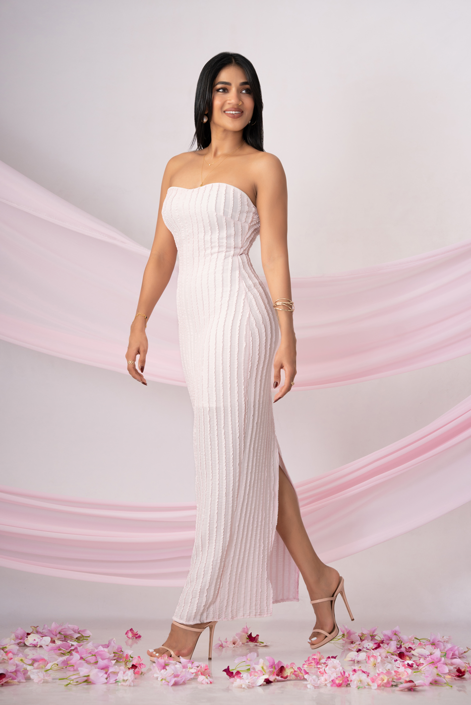 BAYLEEE LETISHIA PINK TUBE MAXI DRESS