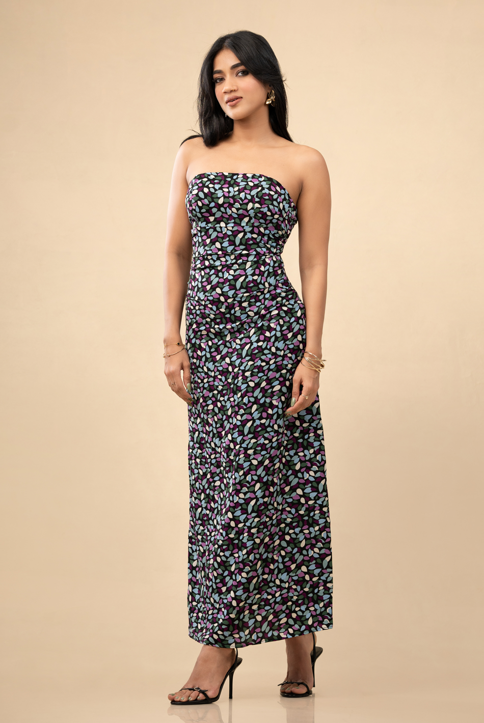 BAYLEEE AILEEN PRINTED TUBE MAXI DRESS
