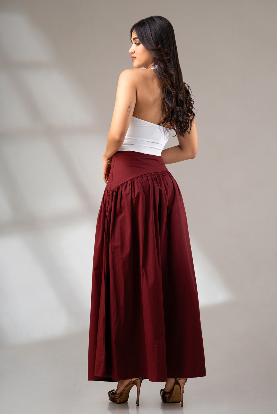 BAYLEEE RYLE MAROON MAXI SKIRT