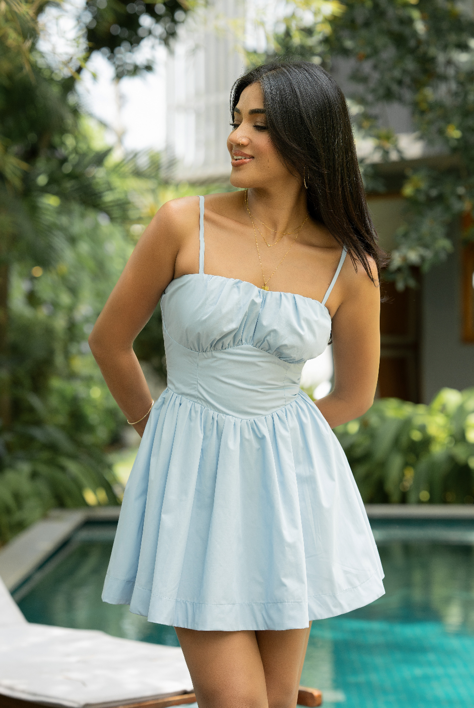 BAYLEEE RENARA LIGHT BLUE MINI DRESS