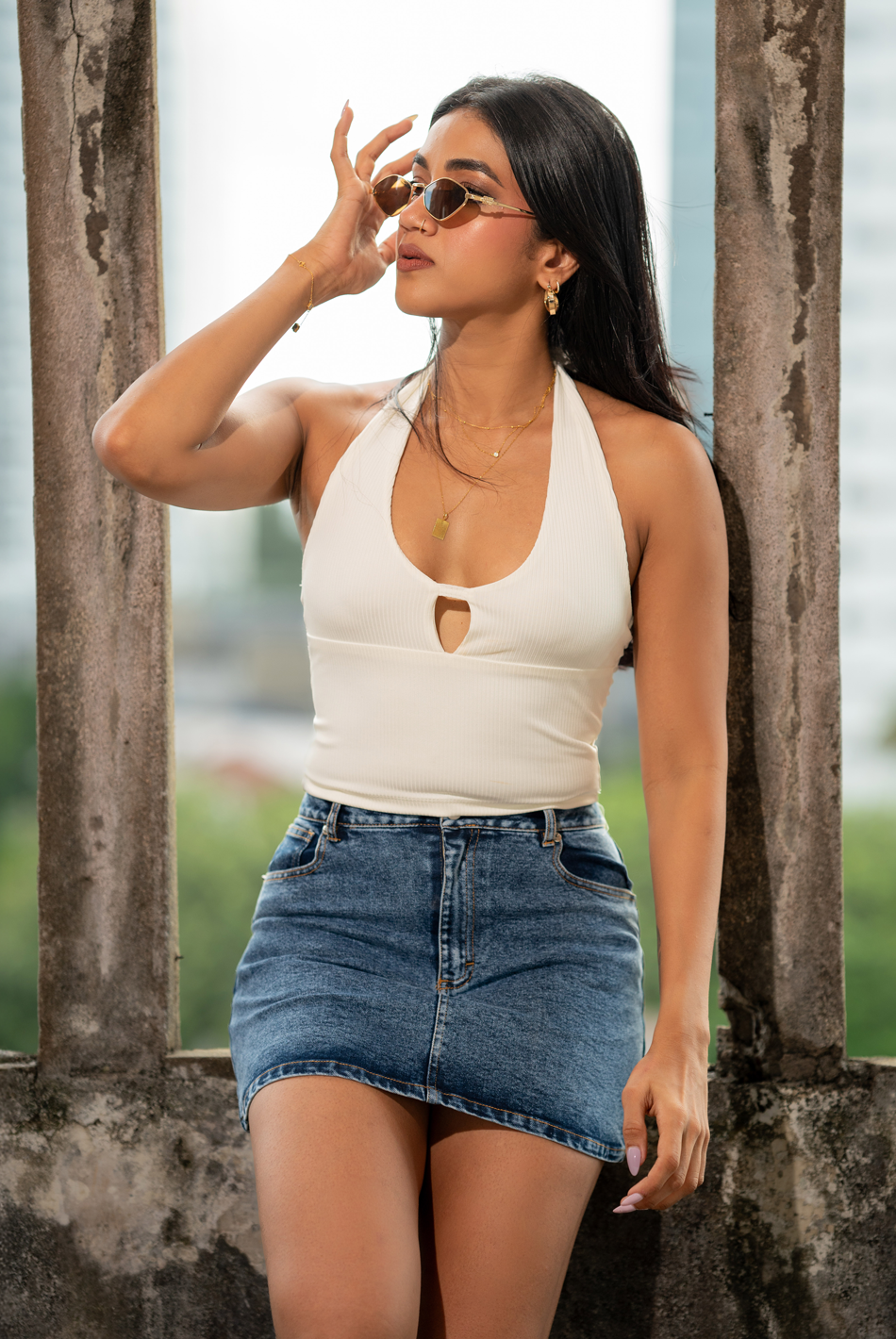 BAYLEEE DOVIE DARK BLUE DENIM MINI SKIRT