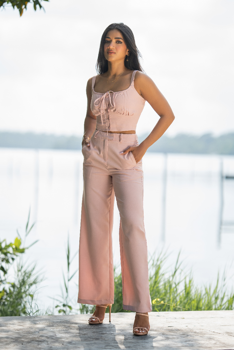 BAYLEEE IVELINE PINK STRAIGHT LEG PANT