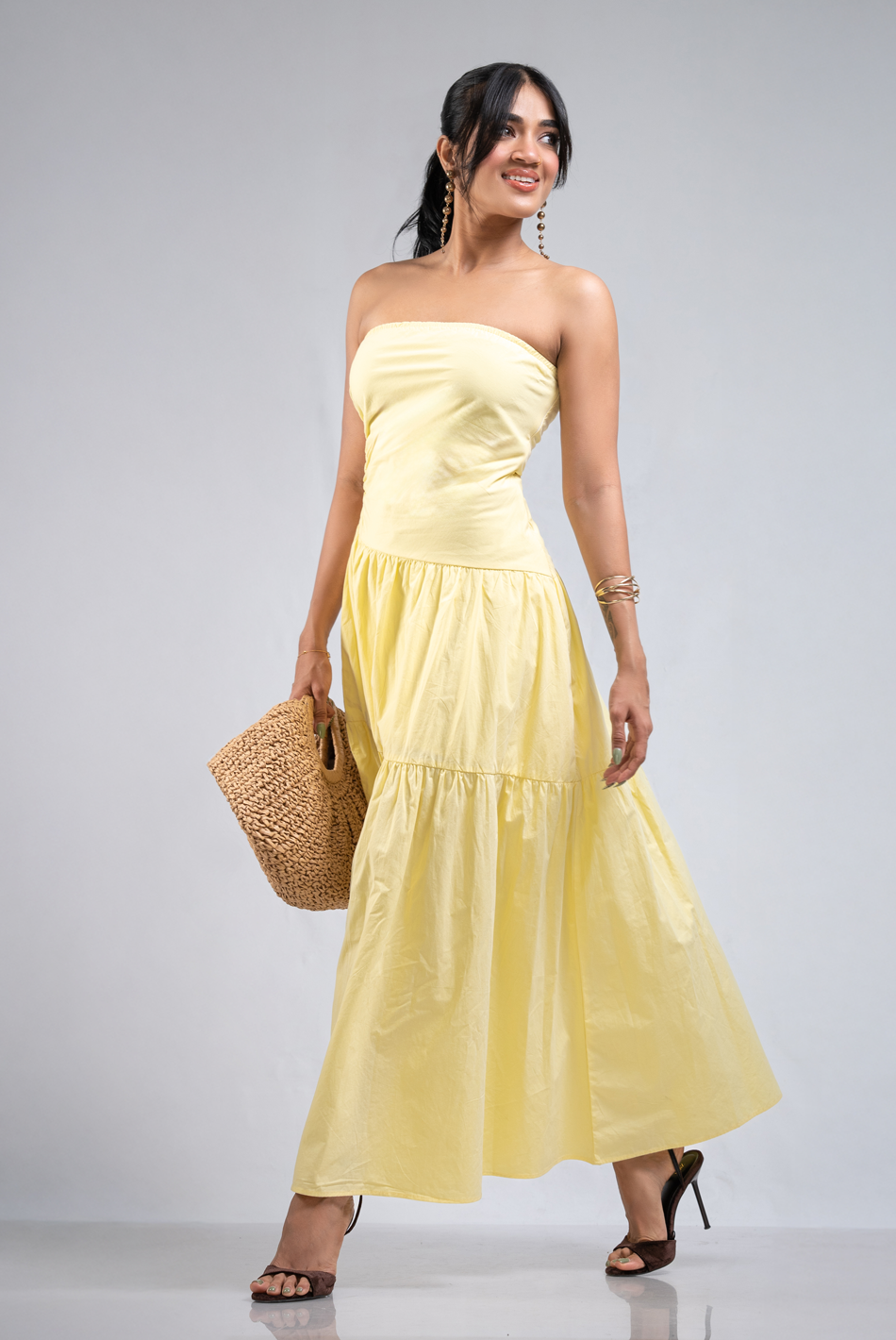 BAYLEEE SIVESCO YELLOW TUBE MAXI DRESS