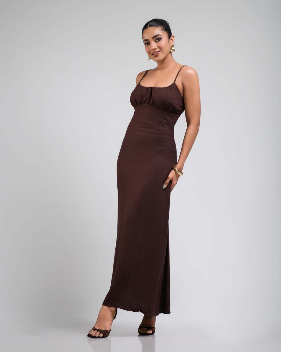BAYLEEE DEMELZA BROWN MAXI DRESS