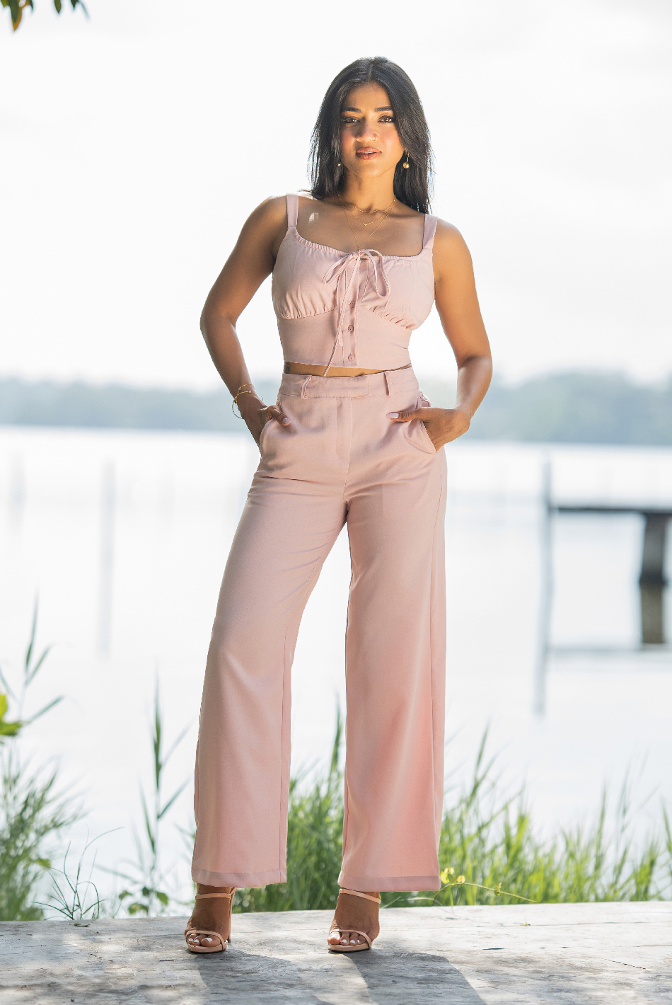 BAYLEEE IVELINE PINK STRAIGHT LEG PANT