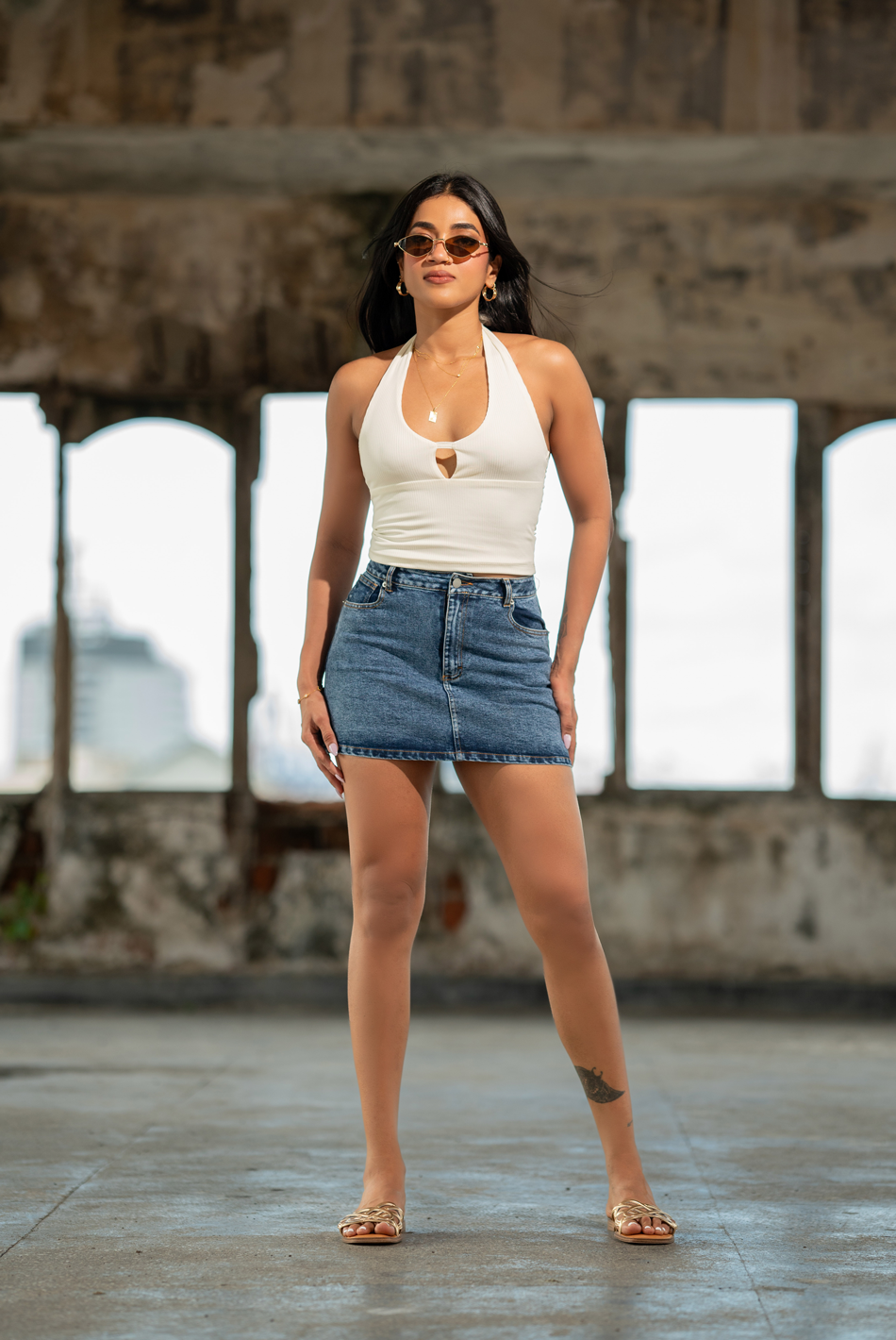 BAYLEEE DOVIE DARK BLUE DENIM MINI SKIRT