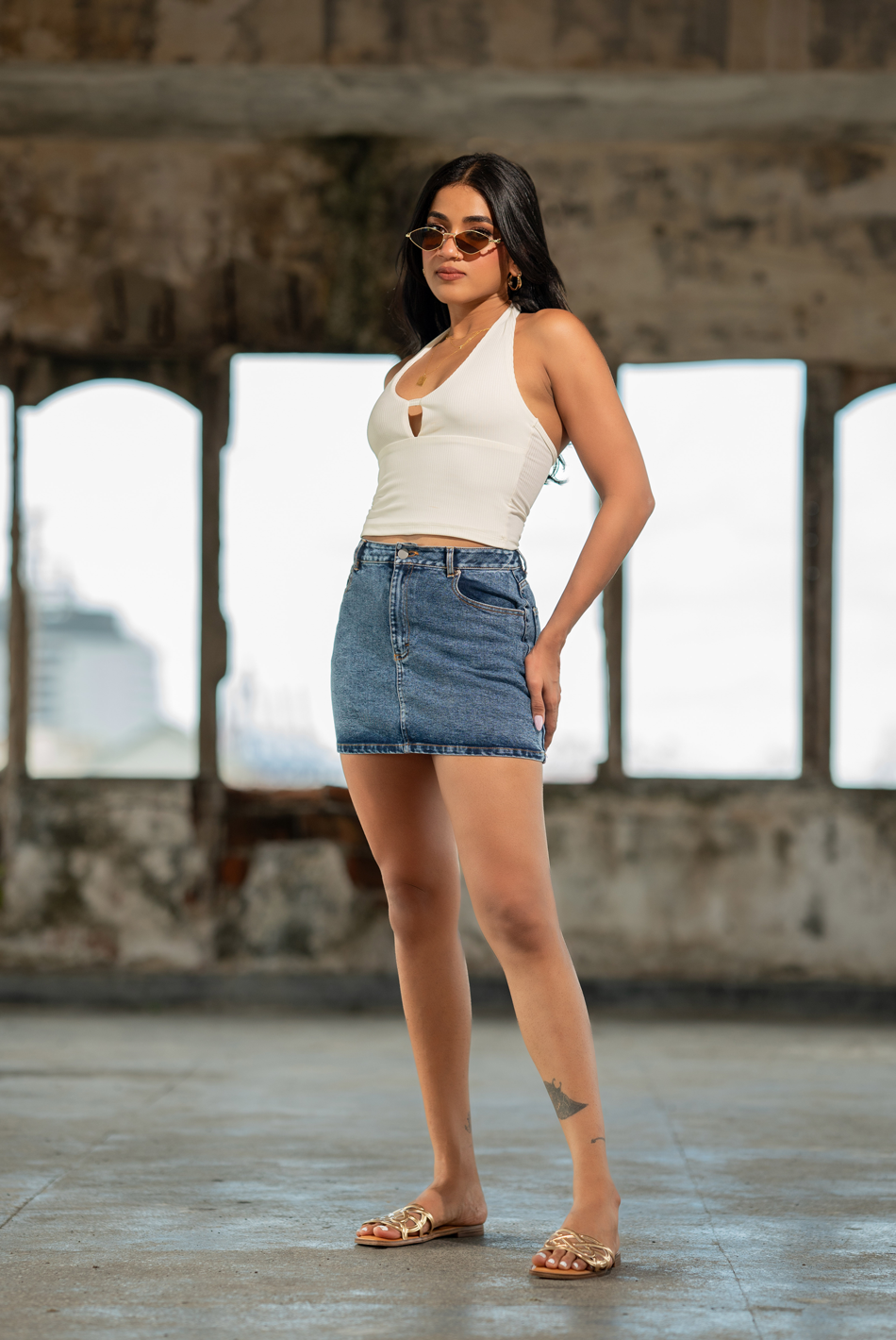 BAYLEEE DOVIE DARK BLUE DENIM MINI SKIRT