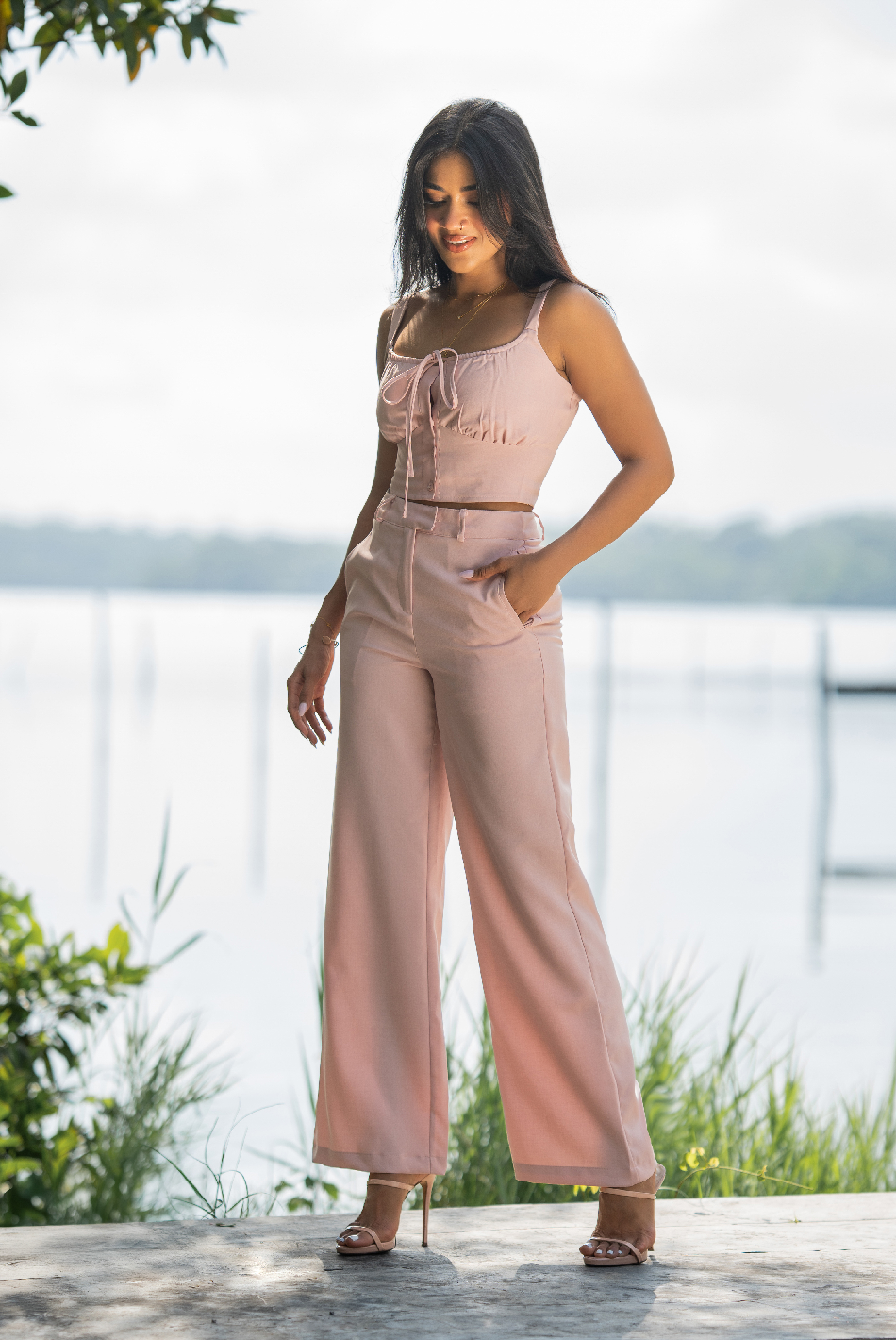 BAYLEEE IVELINE PINK STRAIGHT LEG PANT