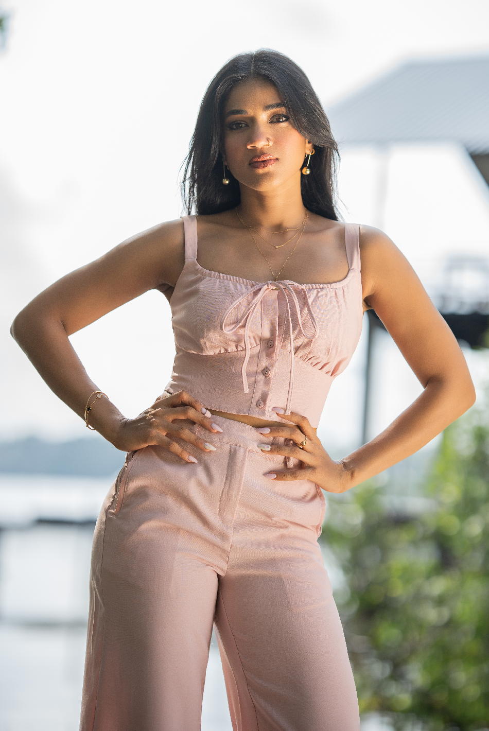 BAYLEEE IVELINE PINK STRAPY CROP TOP