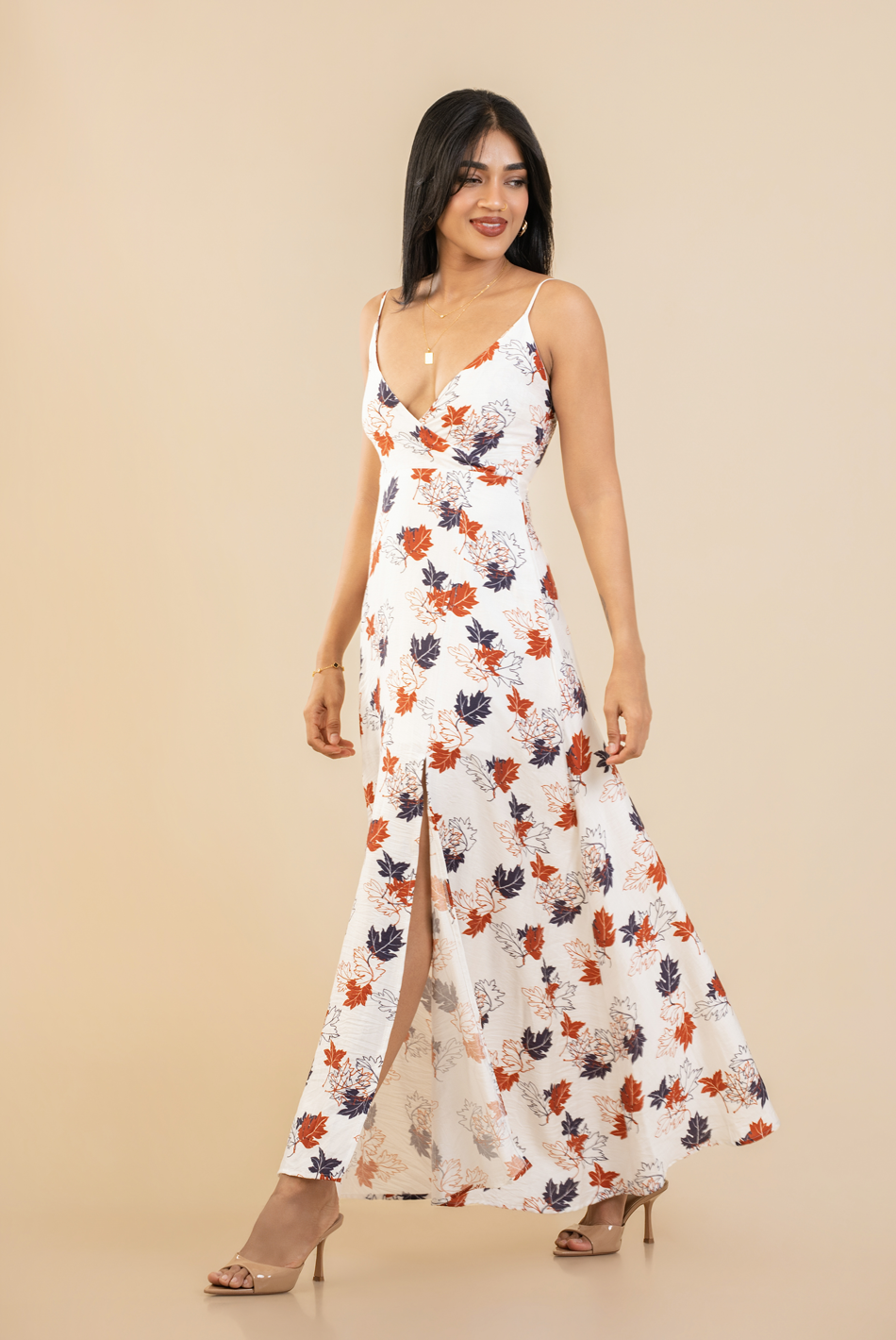BAYLEEE LILIBET WHITE PRINTED DRESS