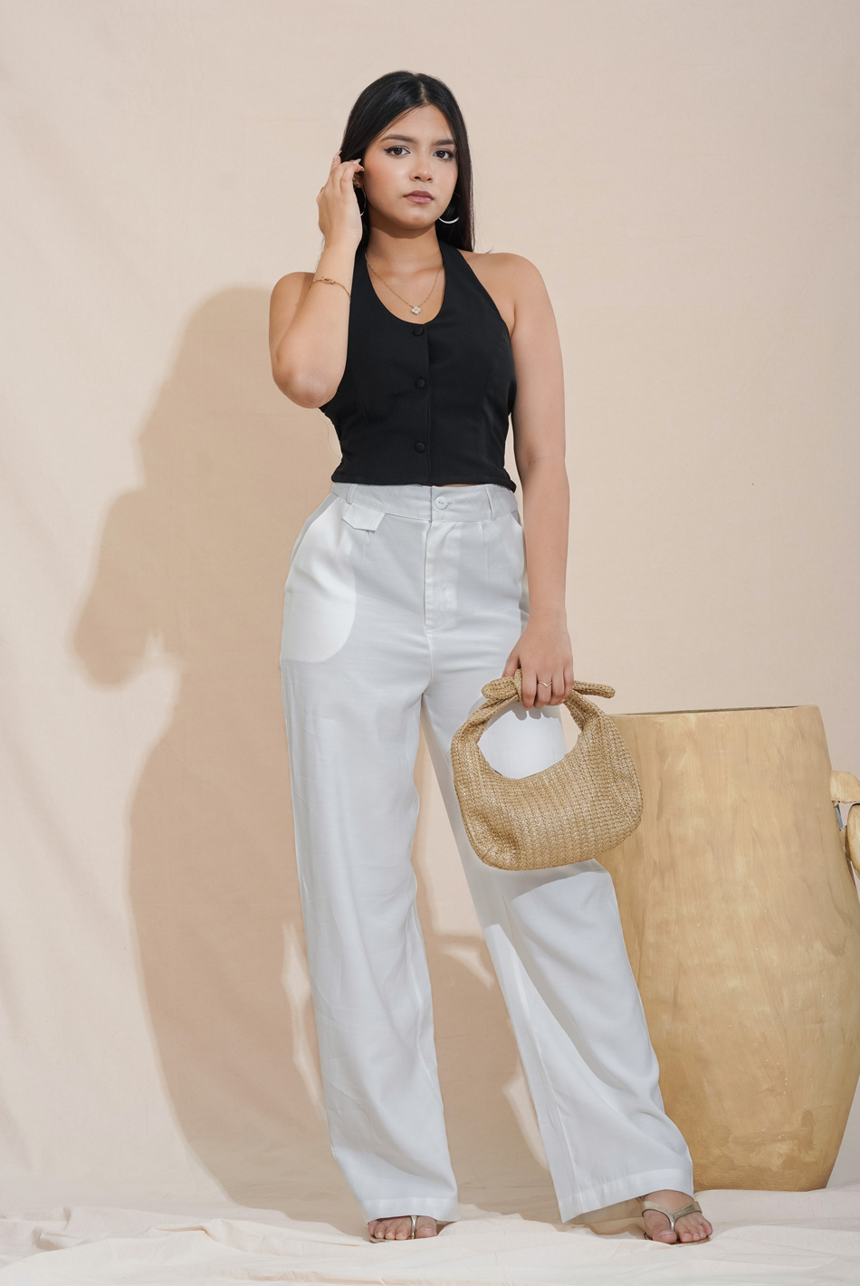 Bayleee Peyton Black Halter Crop Top