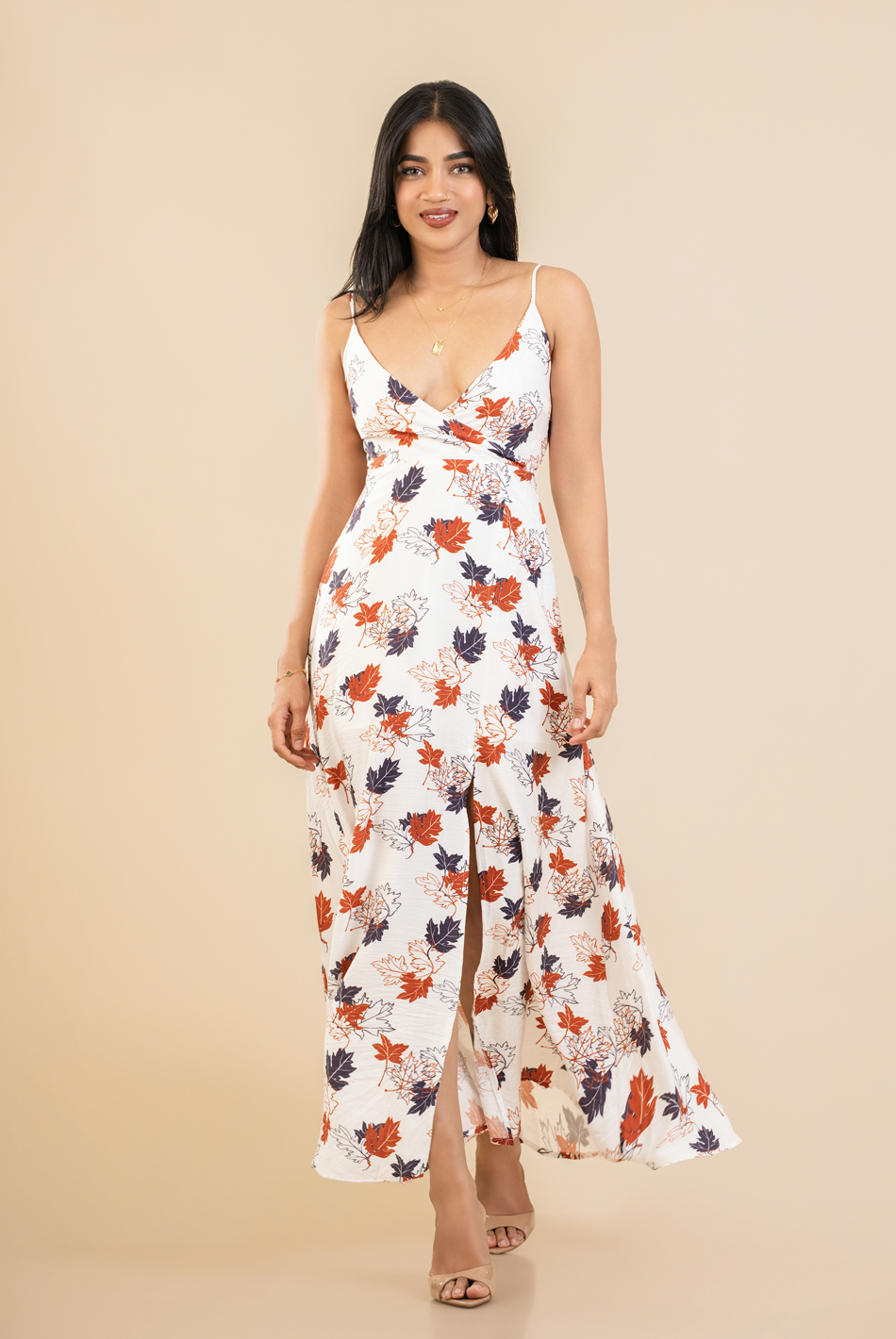 BAYLEEE LILIBET WHITE PRINTED DRESS