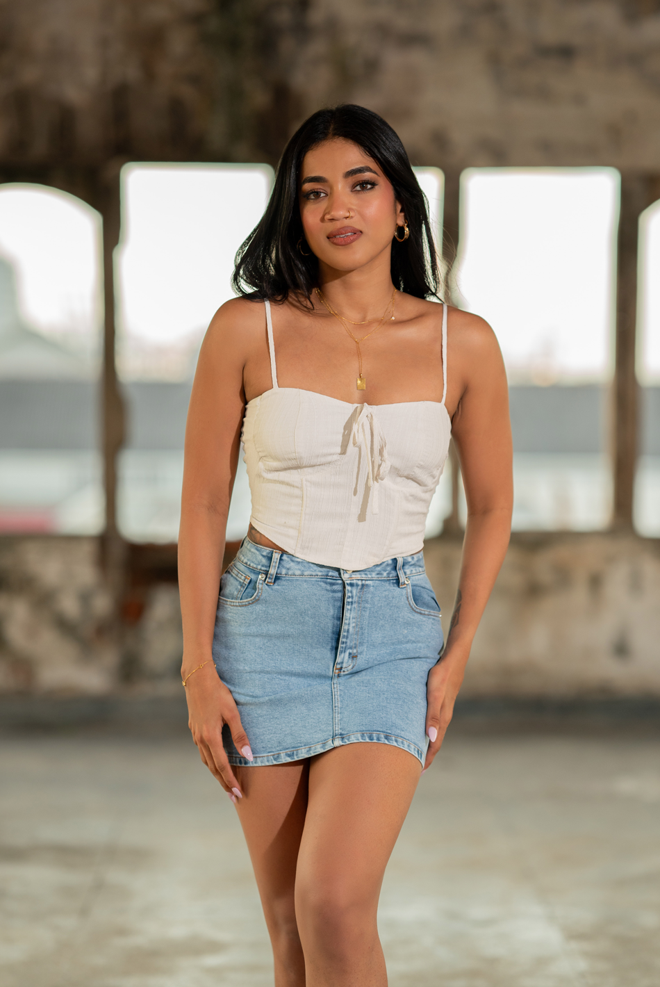 BAYLEEE DOVIE LIGHT BLUE DENIM MINI SKIRT