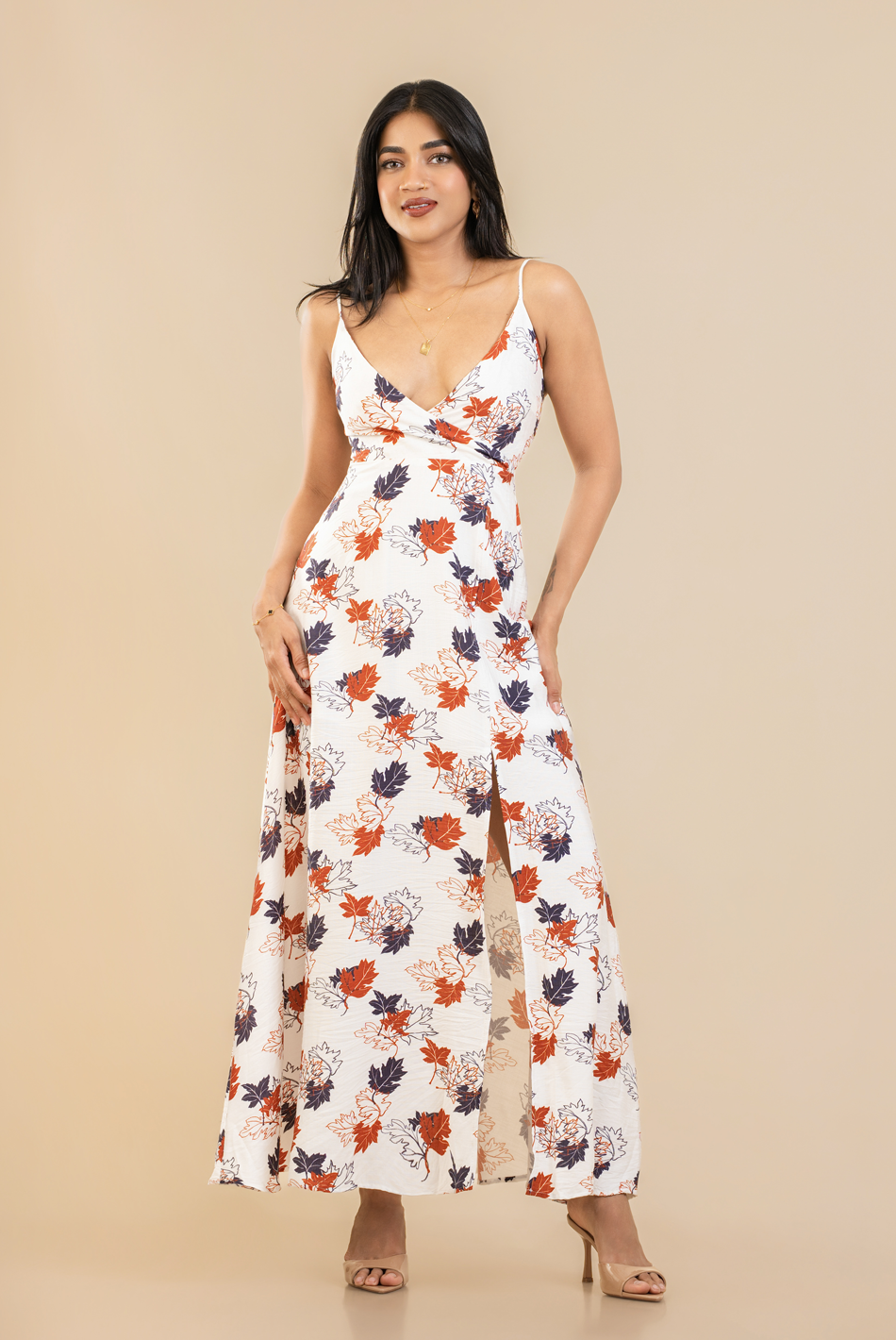 BAYLEEE LILIBET WHITE PRINTED DRESS