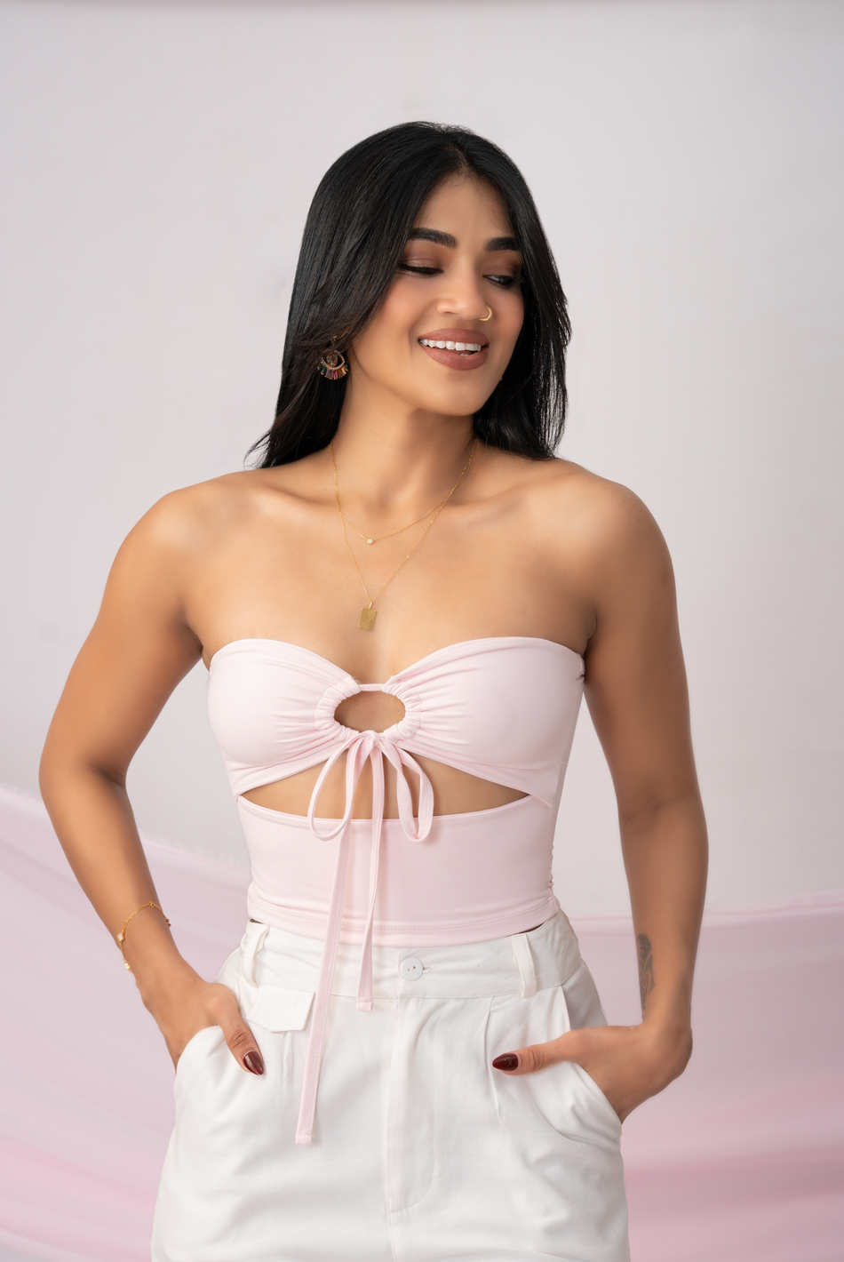 BAYLEEE WILDA PINK TUBE TOP
