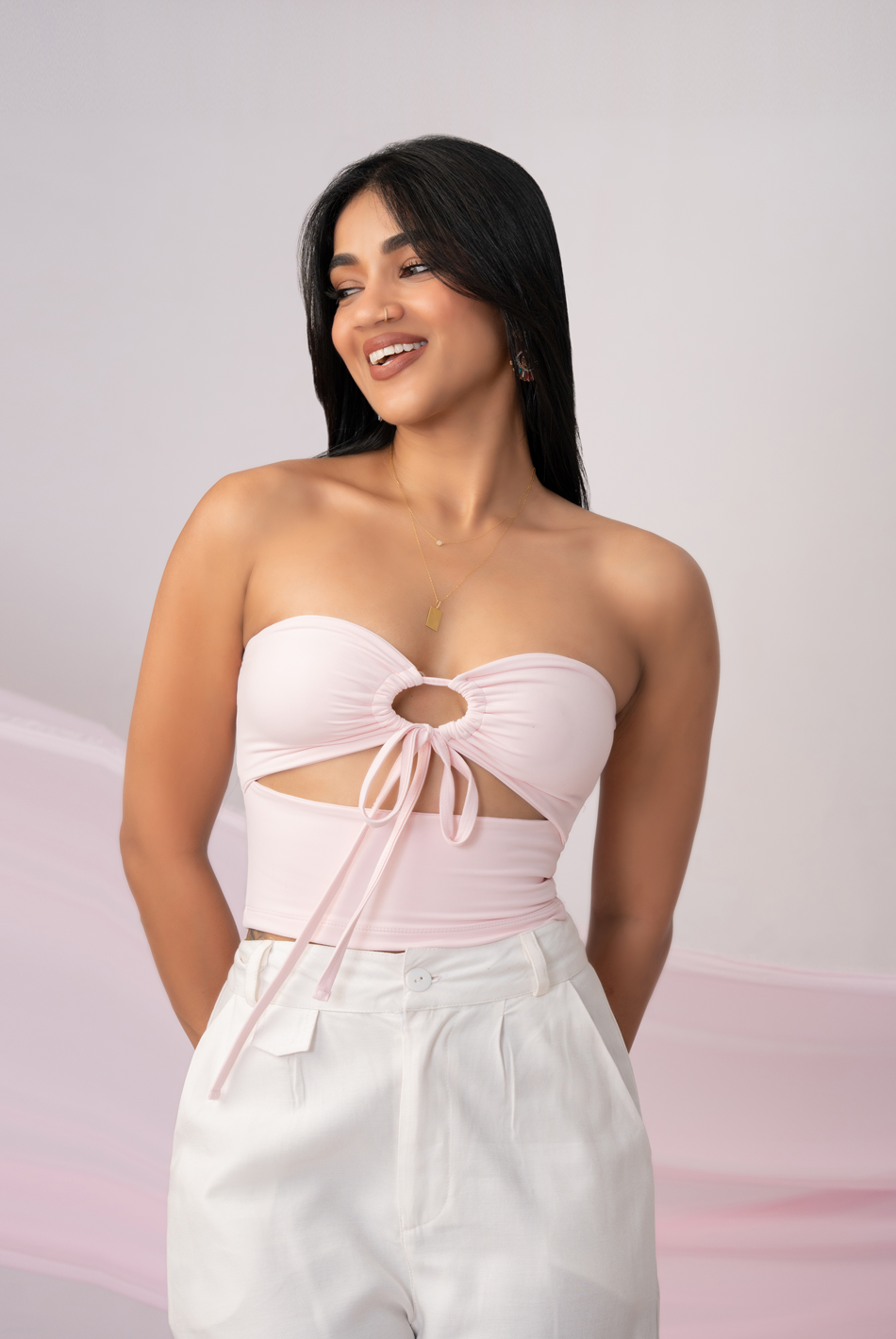 BAYLEEE WILDA PINK TUBE TOP