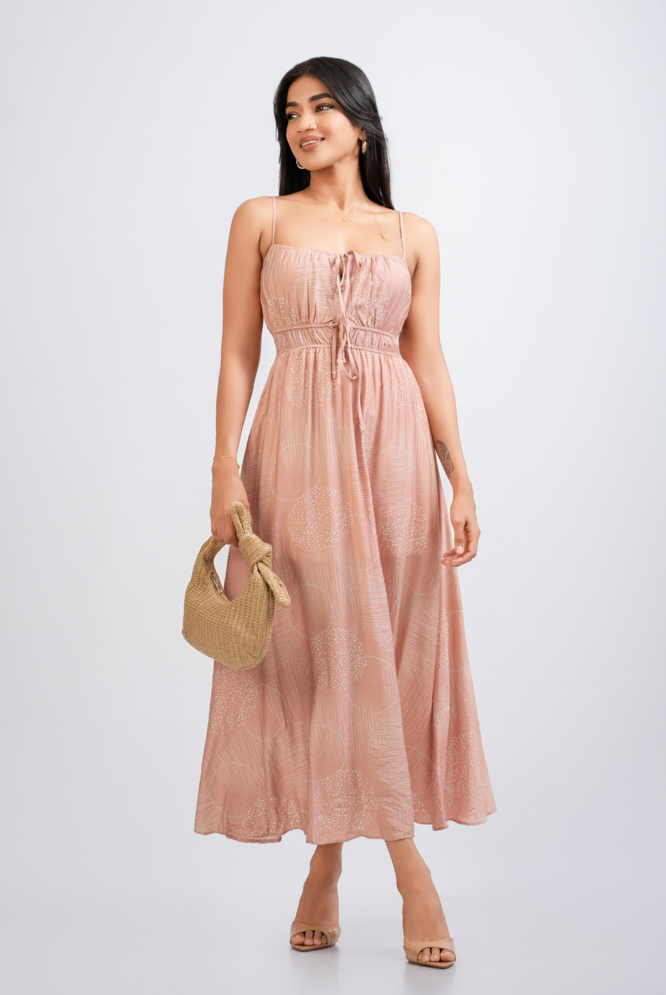 BAYLEEE ENDRI PINK PRINTED MAXI DRESS