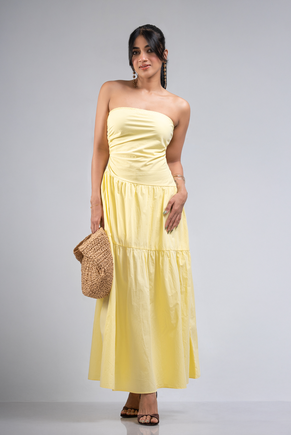 BAYLEEE SIVESCO YELLOW TUBE MAXI DRESS