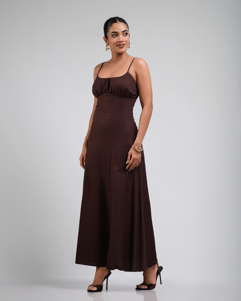 BAYLEEE DEMELZA BROWN MAXI DRESS