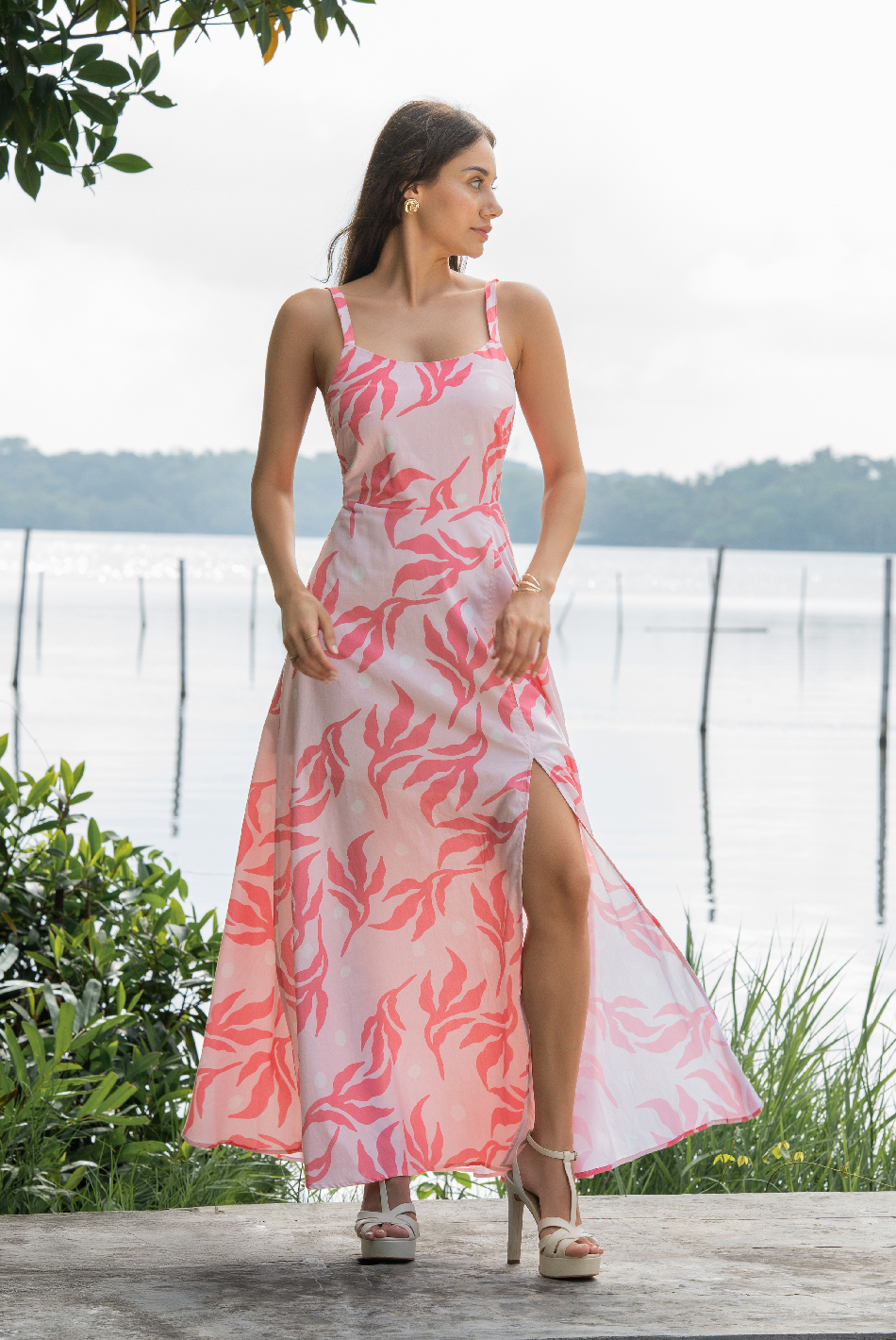 BAYLEEE AVIVA PINK PRINTED MAXI DRESS