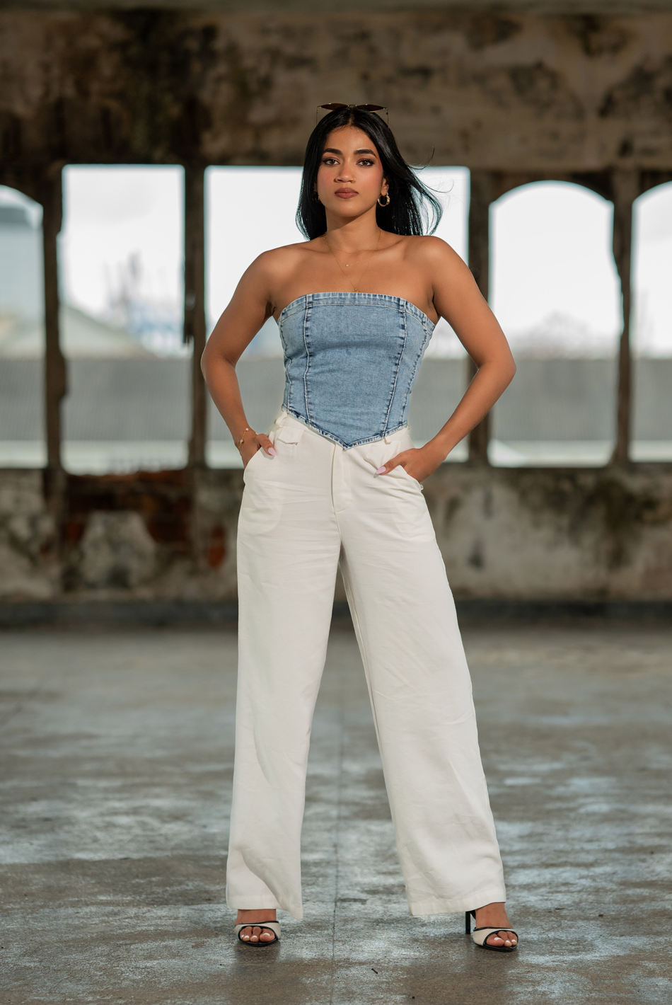 BAYLEEE CAPRICE BLUE DENIM CORSET TOP