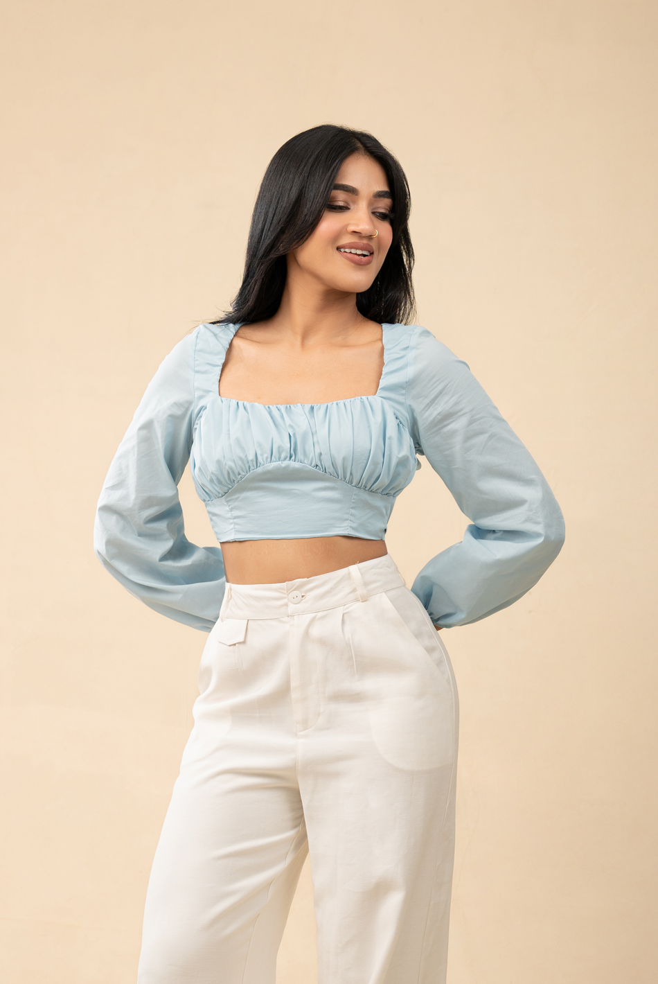 BAYLEEE ZENJI BLUE LONG SLEEVE TOP