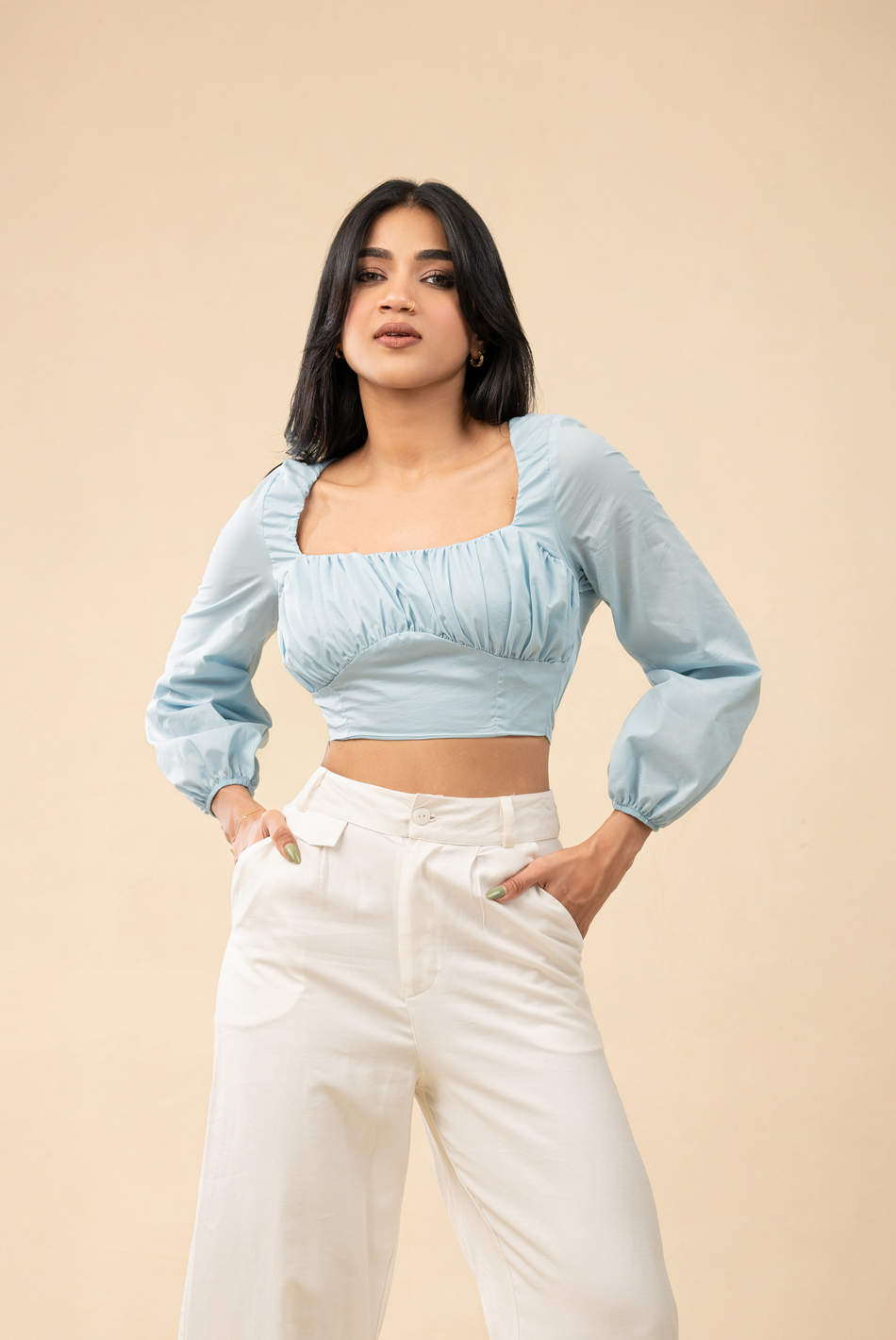 BAYLEEE ZENJI BLUE LONG SLEEVE TOP