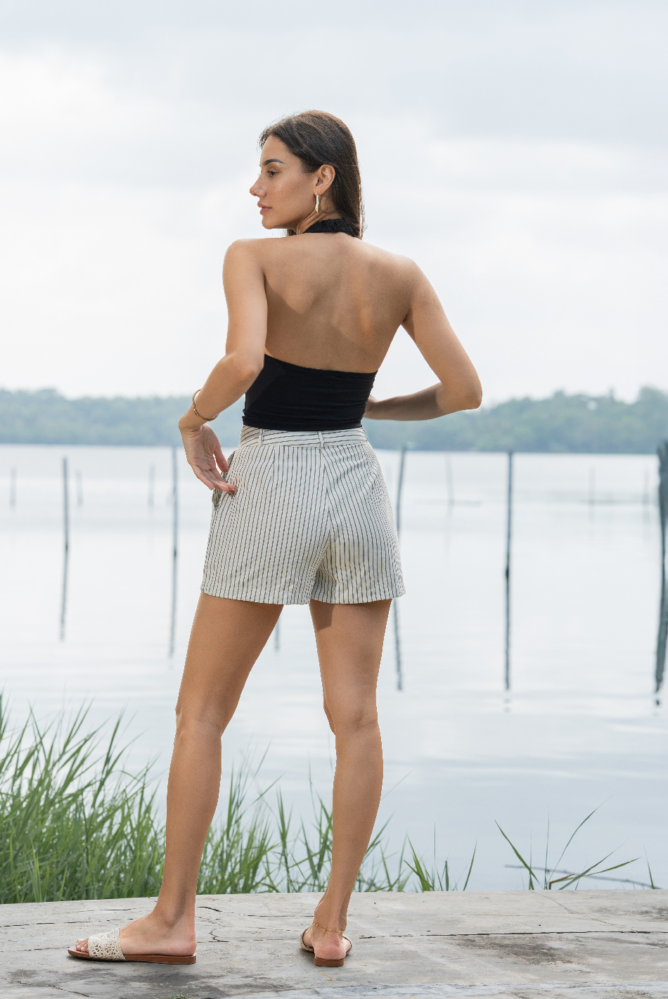 BAYLEEE AURI STRIP PRINTED SHORT