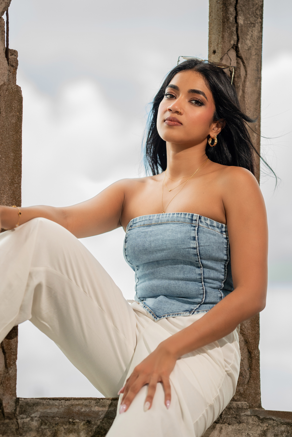 BAYLEEE CAPRICE BLUE DENIM CORSET TOP