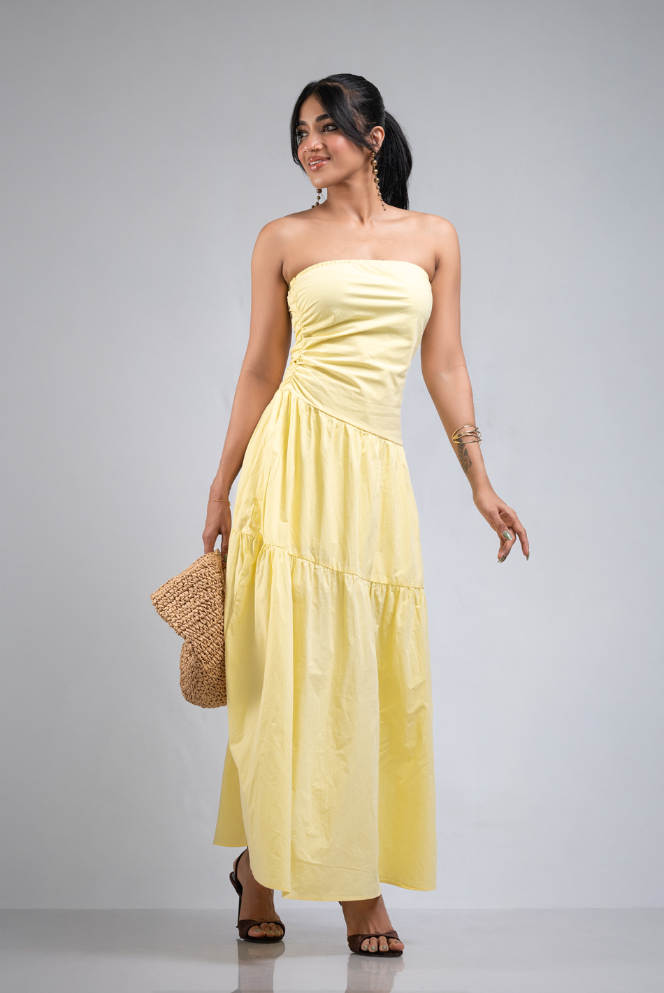 BAYLEEE SIVESCO YELLOW TUBE MAXI DRESS
