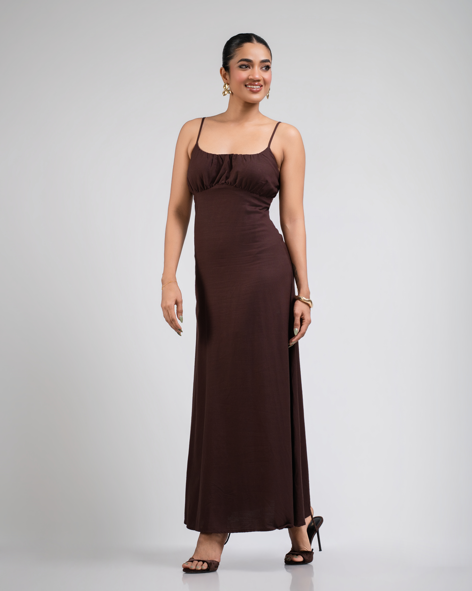 BAYLEEE DEMELZA BROWN MAXI DRESS