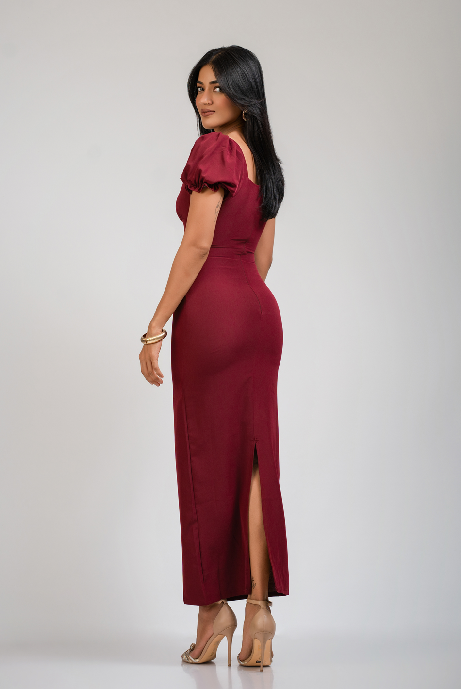 BAYLEEE WISTERIA MAROON MAXI DRESS