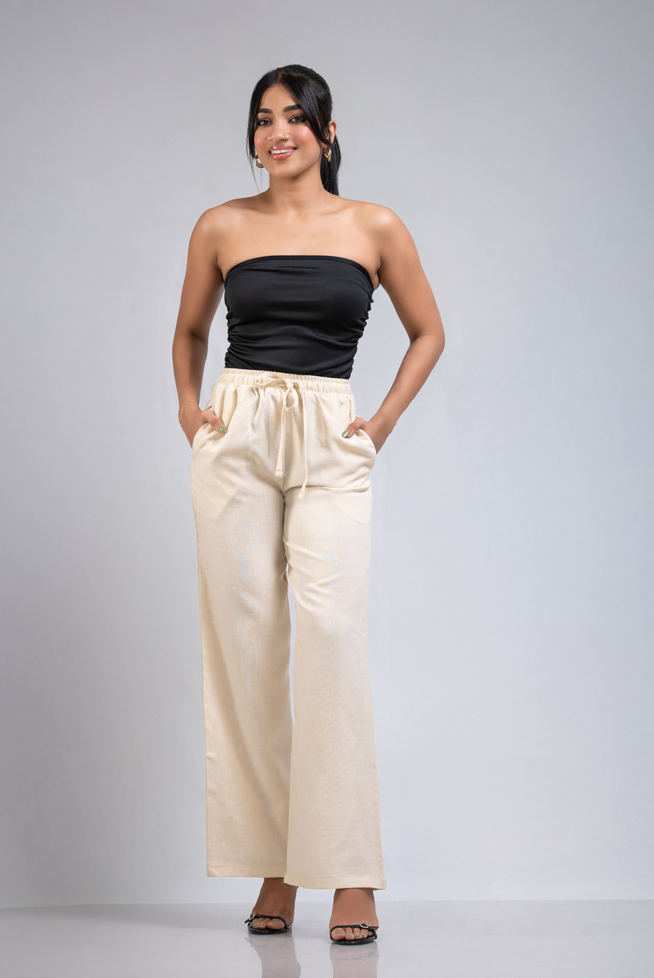 BAYLEEE CECILY BEIGE LOOSE FITTED PANT