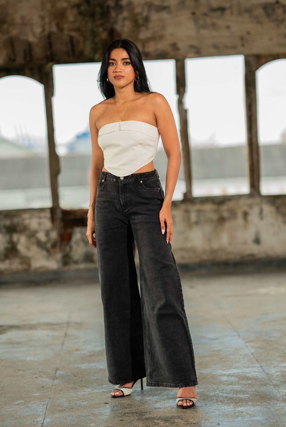 BAYLEEE HARRIET BLACK WIDE LEG DENIM