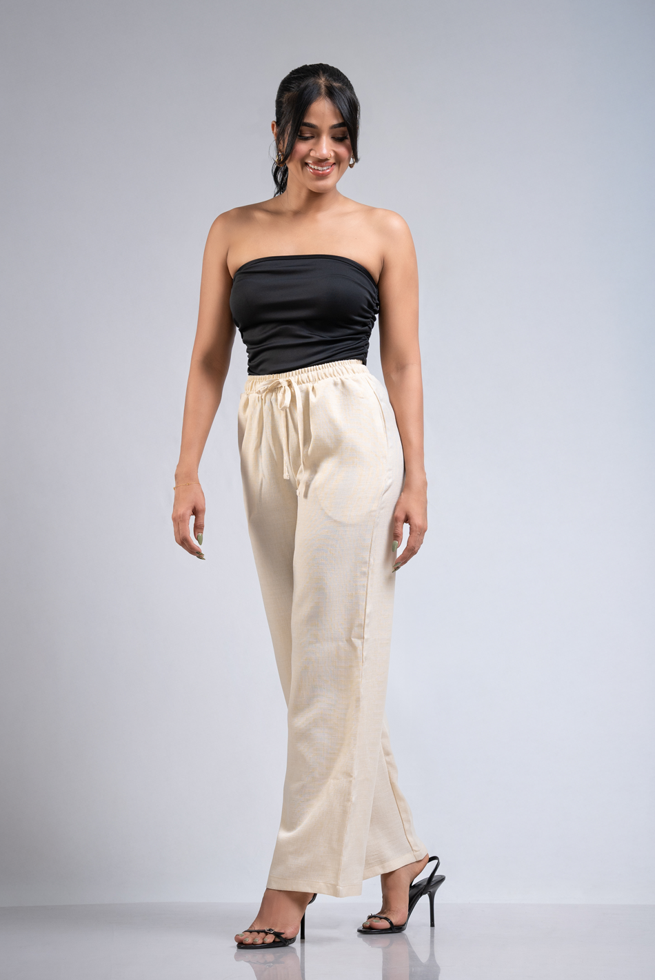 BAYLEEE CECILY BEIGE LOOSE FITTED PANT