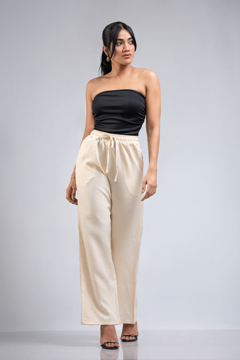 BAYLEEE CECILY BEIGE LOOSE FITTED PANT