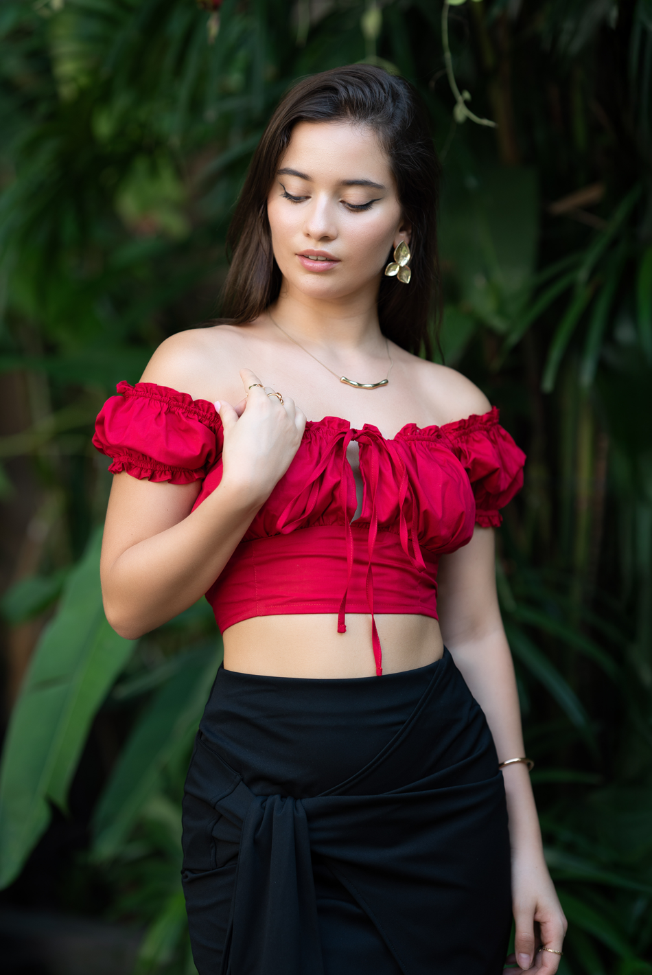BAYLEEE ONORA RED CROP TOP