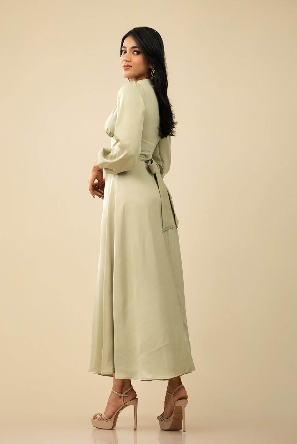 BAYLEEE WOLFIE OLIVE GREEN MAXI DRESS