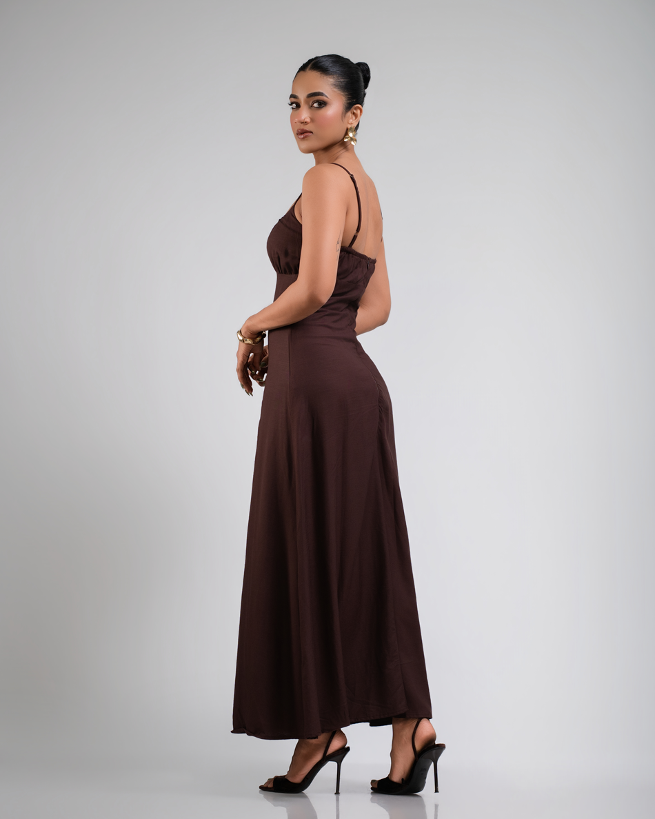 BAYLEEE DEMELZA BROWN MAXI DRESS