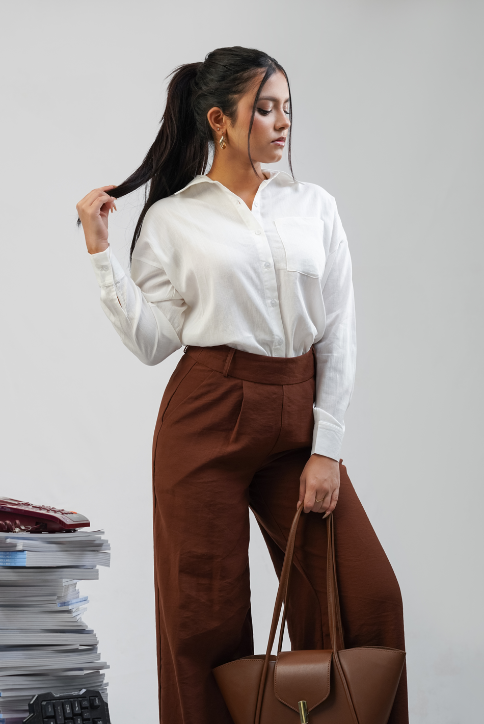 BAYLEEE KOSHA WHITE OVERSIZED SHIRT